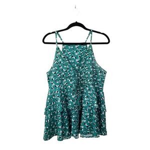 SHEIN 1XL Green Dalmatian Print Spaghetti Strap Blouse NWOT  4 0125
